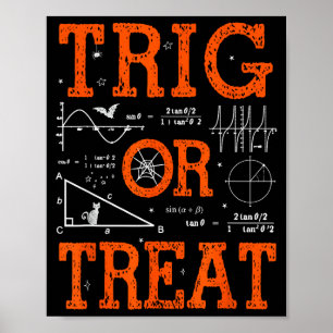 Poster Trig ou Treat drôle de professeur de trigonométrie