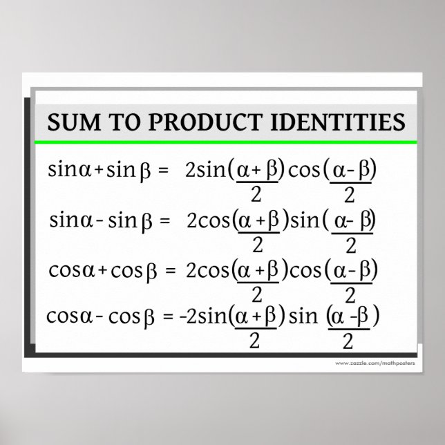 Poster Trigonométrie : Somme à l'identité du produit (Devant)