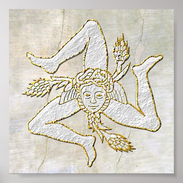 Poster Trinacria sicilienne sur Plaster (Devant)