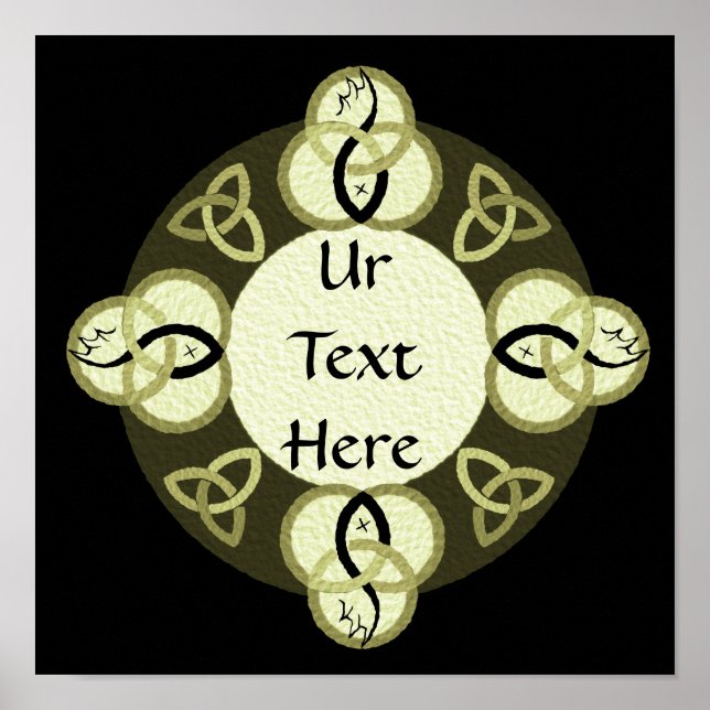 Poster Trinity gris clair et monogramme de poisson noir (Devant)