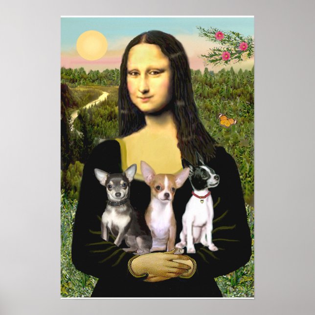 Poster Trio Chihuahua - Mona Lisa (Devant)