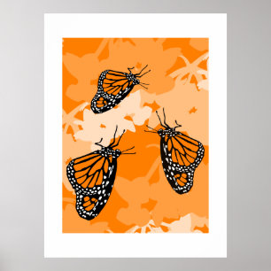 Poster Trio De Papillon Monarque Sur Plante Cygne
