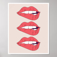 Trio des lèvres rouges de morsure