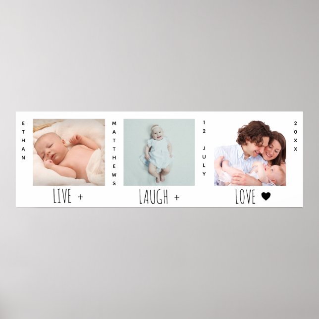 Poster Trio photo minimaliste pour bébé Garde de naissanc (Devant)
