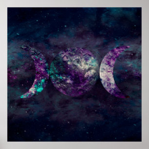 Poster Triple Lune déesse Luna Univers