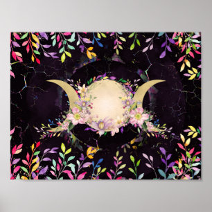 Poster Triple Lune - Triple Déesse - Aquarelle