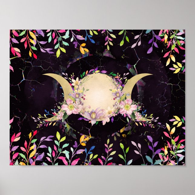 Poster Triple Lune - Triple Déesse - Aquarelle (Devant)