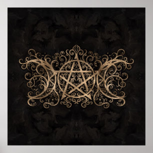 Poster Triple Lune - Triple Déesse Pentagram Ornement