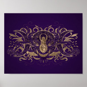 Poster Triple Lune - Triple Déesse Violet et Or