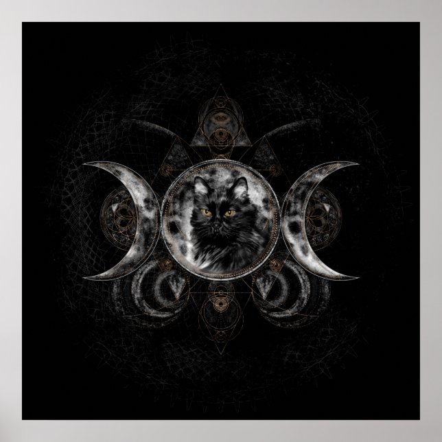 Poster Triple Moon - chat noir (Devant)