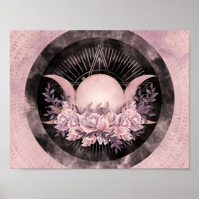 Poster Triple Moon - Déesse Triple - Doux Floral (Devant)