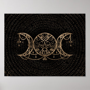 Poster Triple Moon - Triple Goddess Gold and black