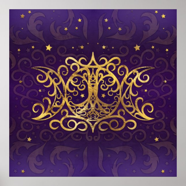 Poster Triple Moon - Triple Goddess Gold et violet (Devant)