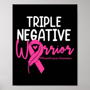Poster Triple Négatif Warrior Rose Ribbon Breast Cancer
