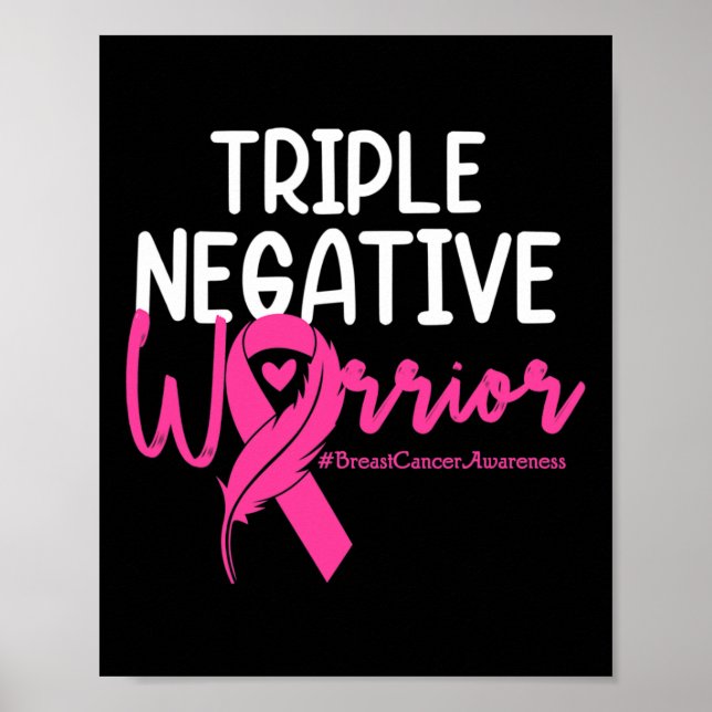 Poster Triple Négatif Warrior Rose Ribbon Breast Cancer (Devant)