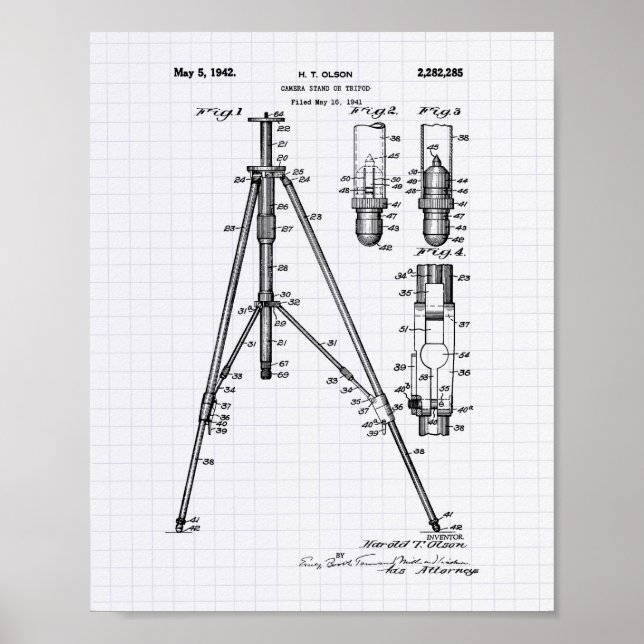Poster Tripod vintage 1941 Art Brevet - Poivre Lined (Devant)