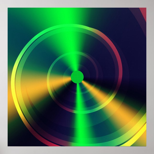 Poster Trippy Abstrait Super Green Swirl Fractal Art (Devant)