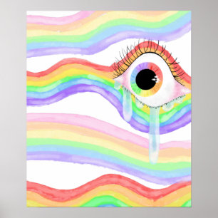 Poster Trippy Artistic Rainbow Eye avec larme