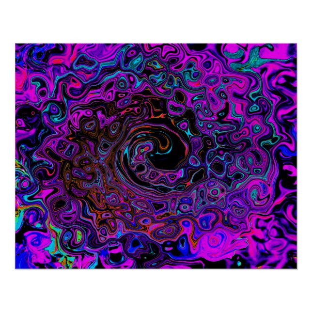 Poster Trippy Black et Magenta Retro Liquid Swirl (Devant)