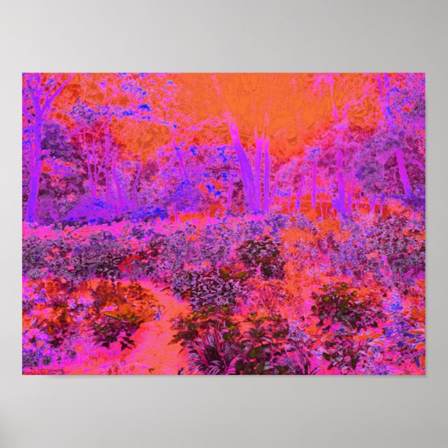Poster Trippy Magenta et Orange Jardin impressionniste (Devant)
