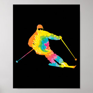 Poster Trippy Rainbow Hippie - Cravate-dye Skiing