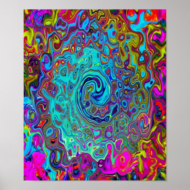 Poster Trippy Sky Blue Abstrait Retro Liquid Swirl (Devant)