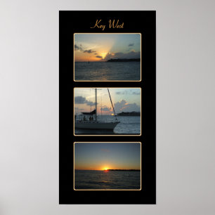 Poster Triptyque de coucher du soleil de Key West