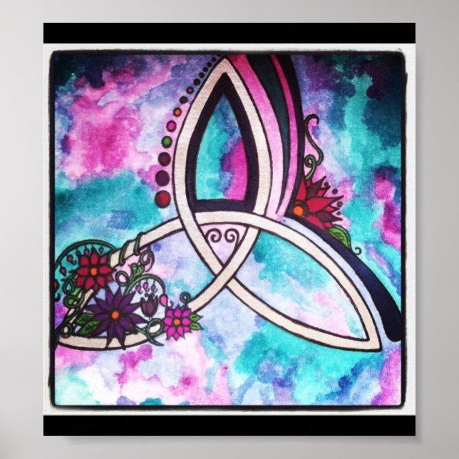 Poster Triquetra floral celtique (Devant)