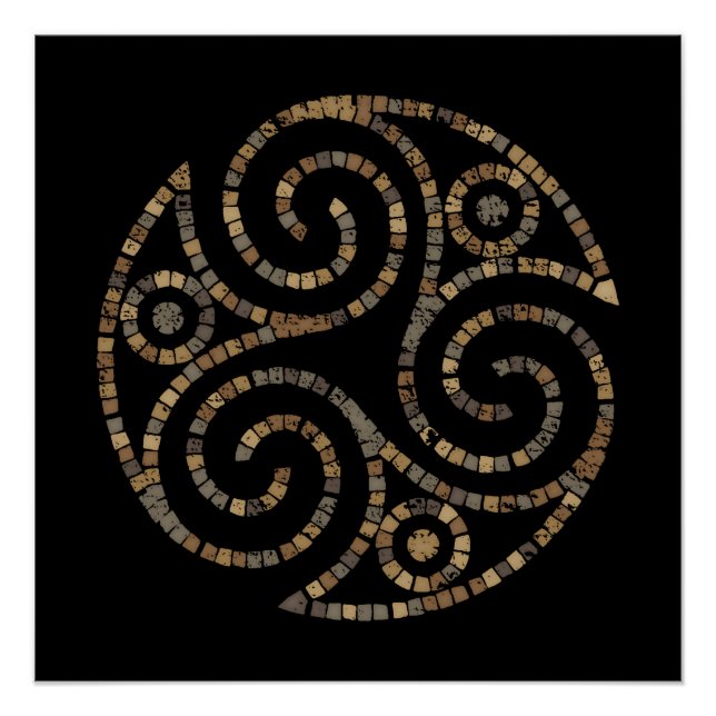 Poster Triskelion Celtic - Triple symbole en spirale - Mo (Devant)