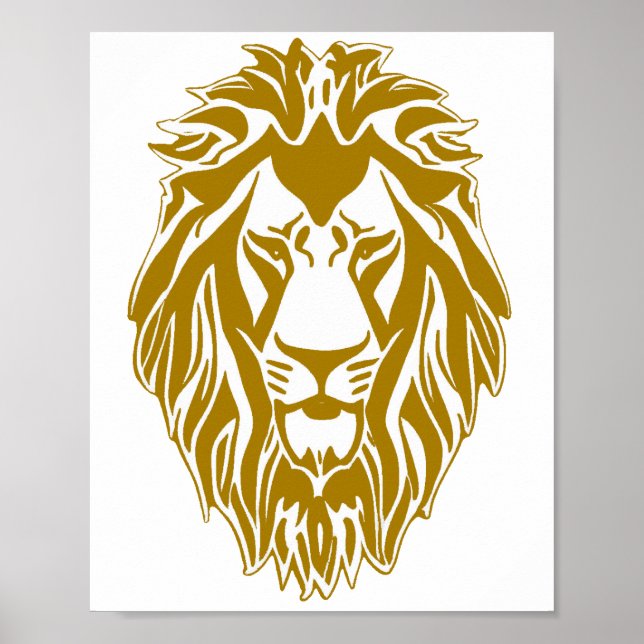 Poster Triste lion tête d'or signe royal (Devant)