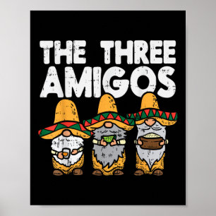 Poster Trois Amigos Mexicains Gnomes Cute Cinco De Mayo F