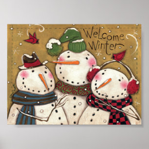 Poster Trois bonhommes de neige