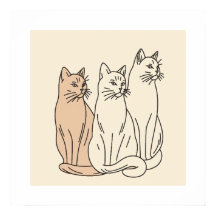 Trois chats minimaliste ligne art