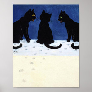 Poster Trois Chats Noirs Dans La Neige Par Louis Wain