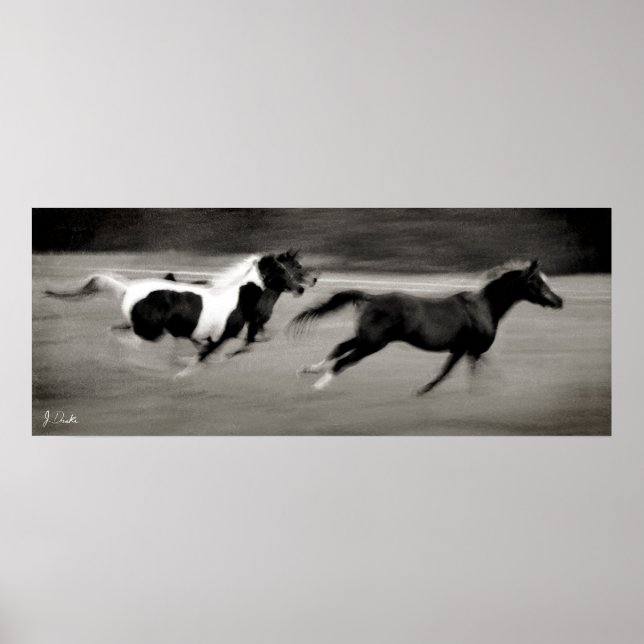 Poster Trois chevaux galopants (Devant)