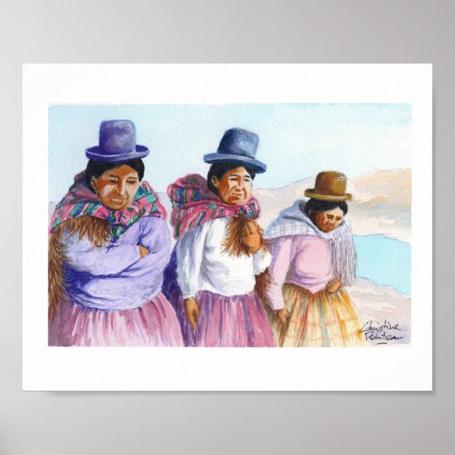 Poster Trois Cholitas ; Indigènes de Bolivie (Devant)