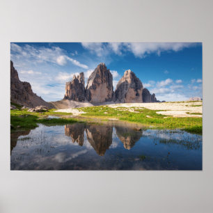 Poster Trois cimes de Lavaredo/Drei Zinnen Dolomite monta