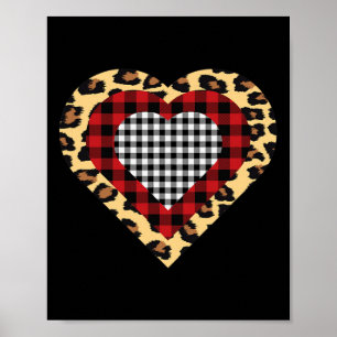 Poster Trois Coeurs Buffalo Leopard Plaid Valentine's Day