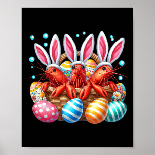 Poster Trois crevettes de lapin de Pâques Chasse Oeufs By
