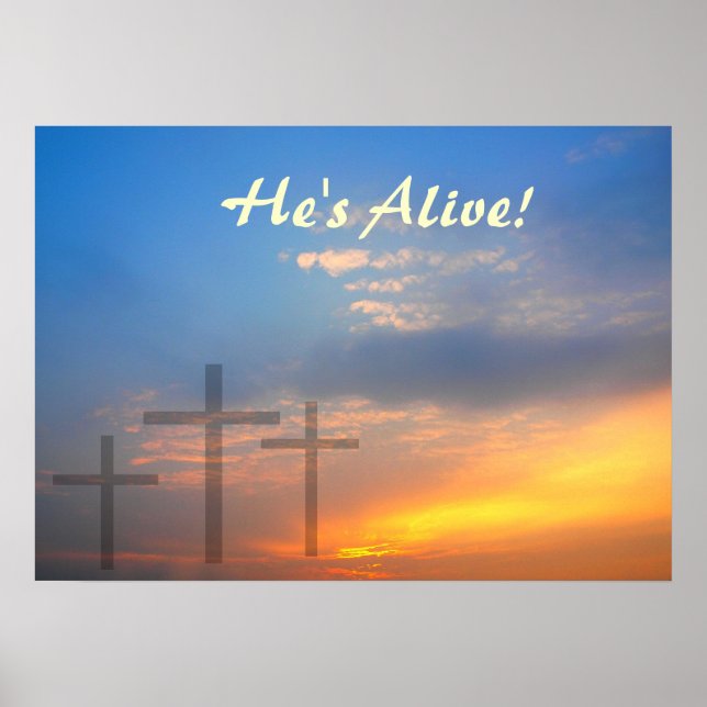 Poster Trois croix et lever du soleil (Devant)
