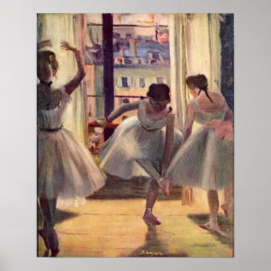 Poster Trois danseurs dans une salle de pratique par