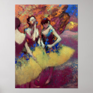Poster Trois danseurs en jupe jaune par Degas