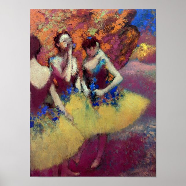 Poster Trois danseurs en jupe jaune par Degas (Devant)
