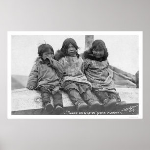 Poster Trois enfants Esquimaux Nome 1908