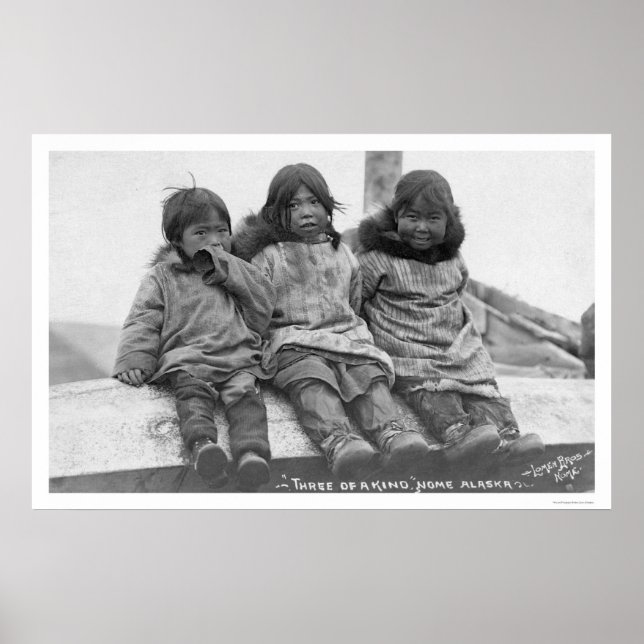 Poster Trois enfants Esquimaux Nome 1908 (Devant)