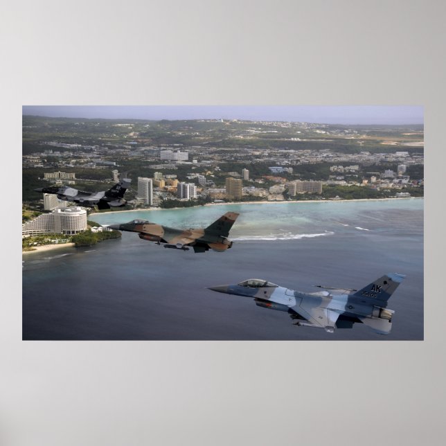Poster Trois Faucons F-16 volent en formation (Devant)