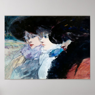 Poster Trois femmes en profil, art,