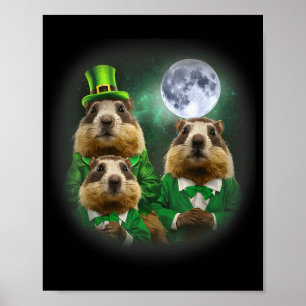 Poster Trois Groundhog Lune 3 Jour de la marmotte Tête St