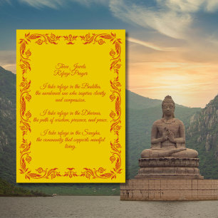 Poster Trois Joyaux Refuge Bouddhiste Minimaliste Adulte 