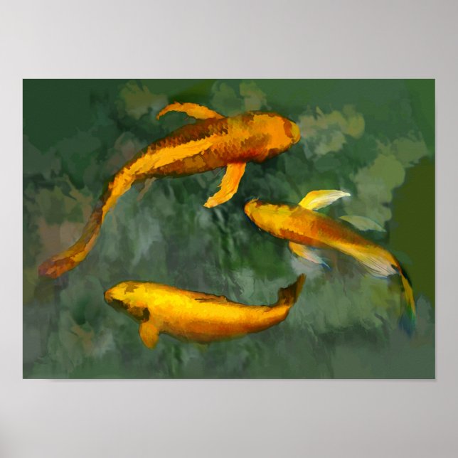 Poster Trois kois dans une fontaine (Devant)